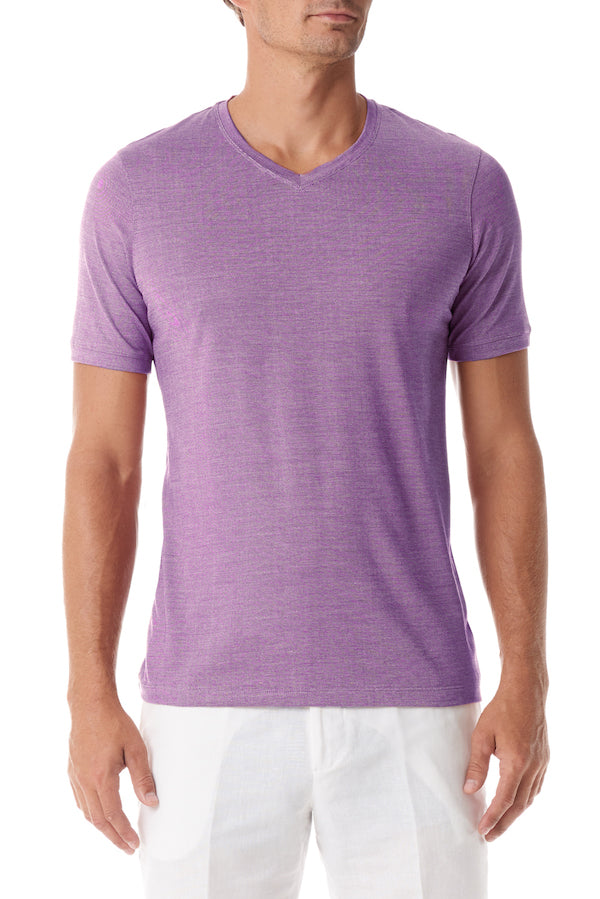 Lavender Silk V Neck Short Sleeve - SCARCI