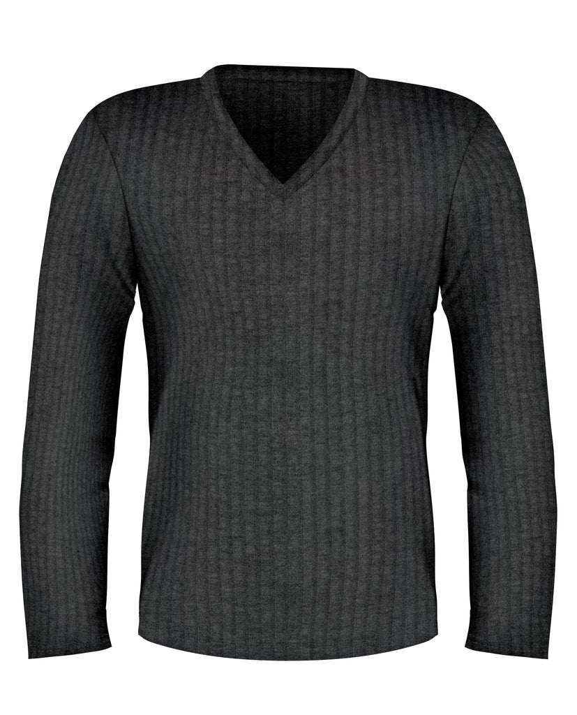 Grey V Neck Long Sleeve Lightweight Sweater - SCARCI