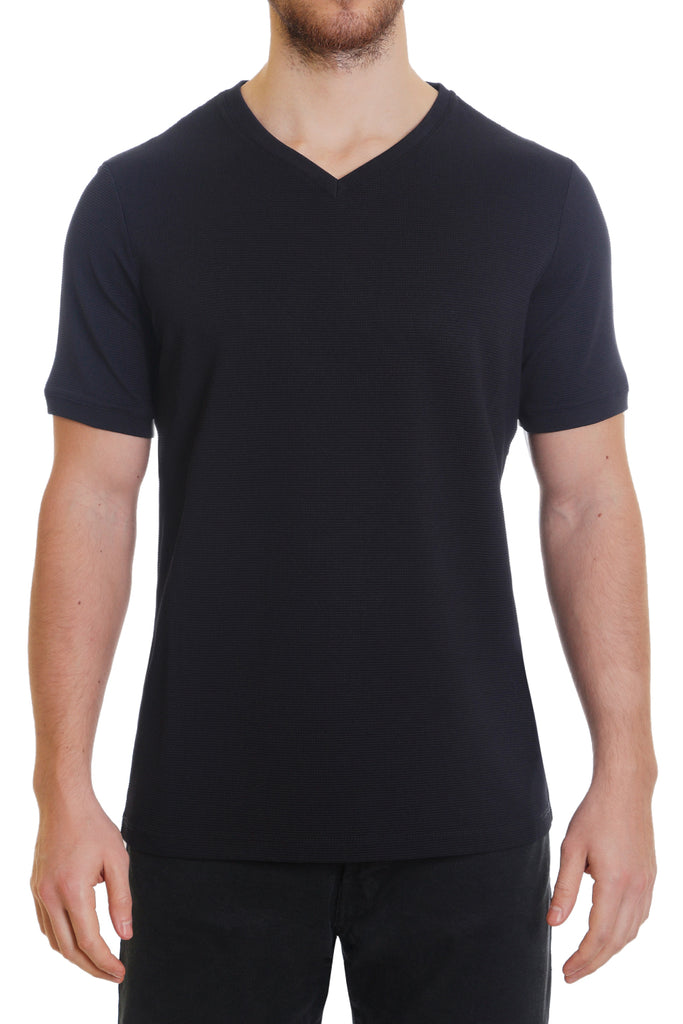 Black Amalfi Designer T-Shirt V Neck - SCARCI
