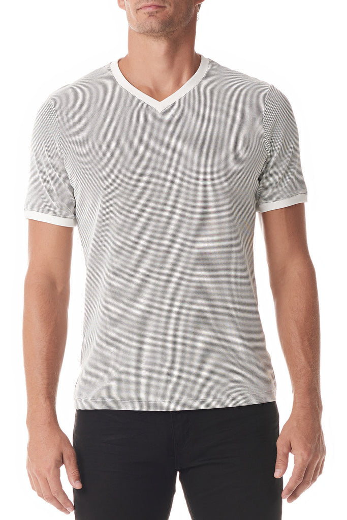 Black / White Amalfi Designer T-Shirt V Neck - SCARCI