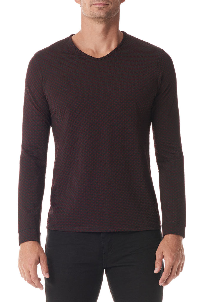 Vino Fisheye Texture Mens Designer Long Sleeve T-Shirt - SCARCI