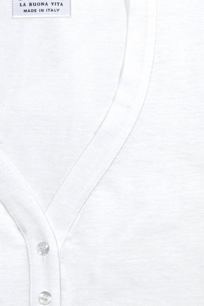 White Cotton / Linen Yacht Polo | SCARCI